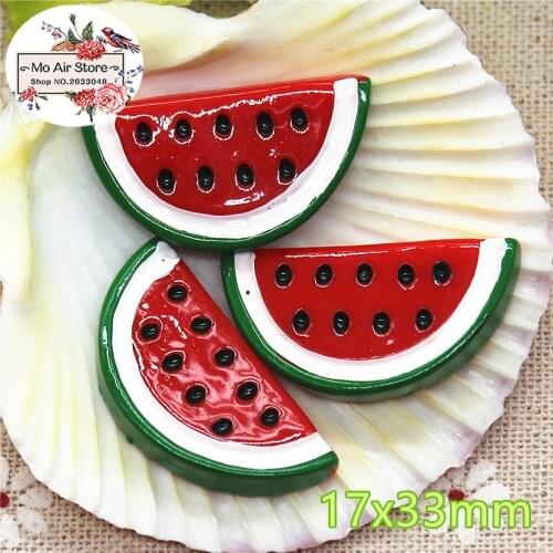 10PCS Resin watermelon fruit Flat back Cabochon imitation food Art Supply Decoration Charm Craft