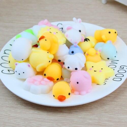 10 Pcs Mini Squeeze Cute Animals Squishy Toys Panda Duck Bear Lion Chicken Sheep Pig Rabbit Tiger Soft Phone Straps