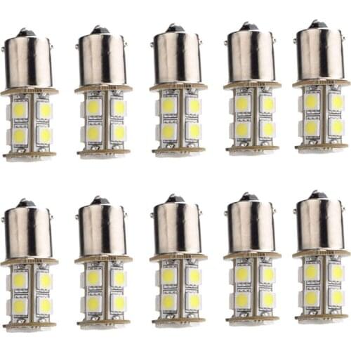 10pcs P21W 13SMD 5050 Led 1156 BA15S Bulbs Car Side Marker Backup Light 12V 24V Auto Turn Signal Lights 1129 1141 Interior Bulbs