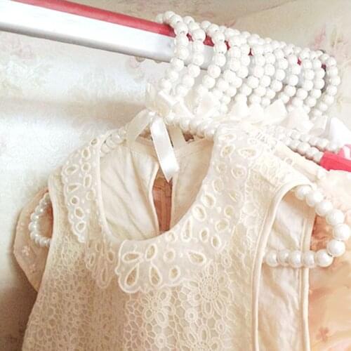 12Pcs Clothes Coat Pearl Bow Hanger Rack For Fashion 20x16cm ( White )