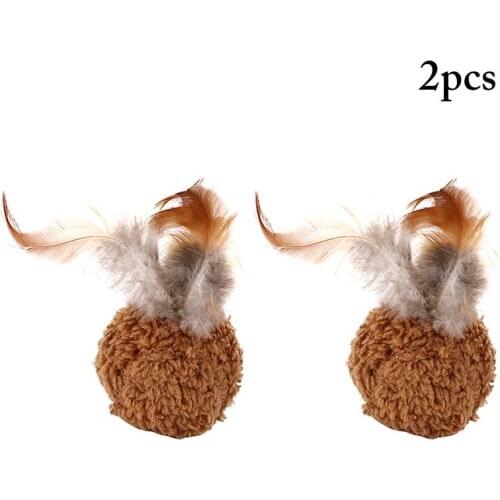 2PCS Cat Toy Interactive Cute Cat Pompom Cat Ball Toy Feather Toy Pet Supplies Toy For Cat Toys Interactive Dog для собак