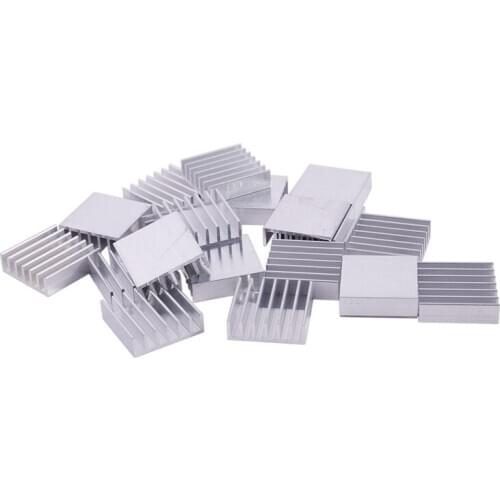 20Pcs 20mm x 20mm x 6mm Aluminum Heatsink Radiator Cooling Fin Silver Tone