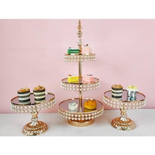 Pearl cake stand for wedding cake gold color 12inch 3 tiers cupcake
