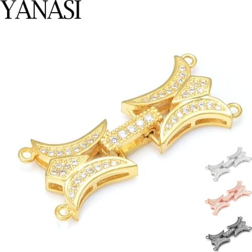 33*15 mm Brass Cubic Zirconia Clasps Hooks for Diy Jewelry Findings Accessories Woman Pearl Necklace Bracelet