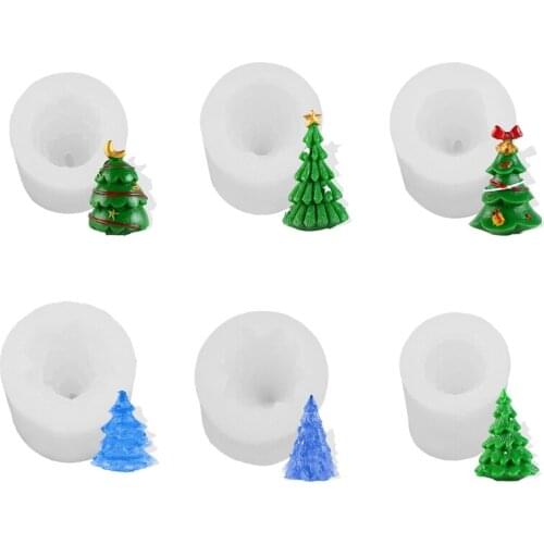 3D Christmas Tree Candle Mold Silicone Clay Soap Mould DIY Chocolate Fondant Cake Decoration Baking Tool