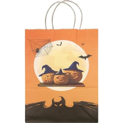 5Pcs Halloween Paper pumpkin Gift Bags Trick or Treat Goody Gags Party Favor KIds Candy Bags Halloween Decoration Supplies