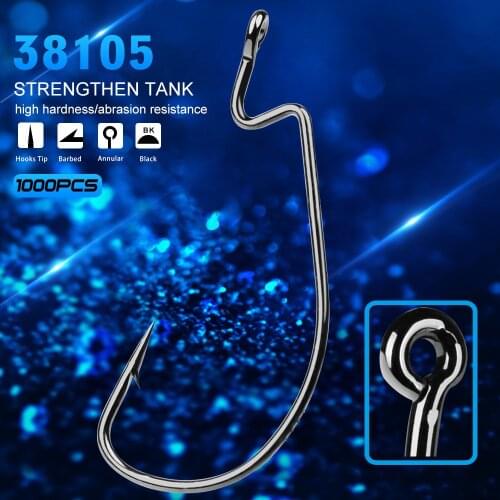 50/100 Pcs Fishing Hook Carbon Steel Wide Crank Offset Fishhook 1/0-5/0 For Soft Lure Bass Barbed Carp Fishing Tackle Worm Hook