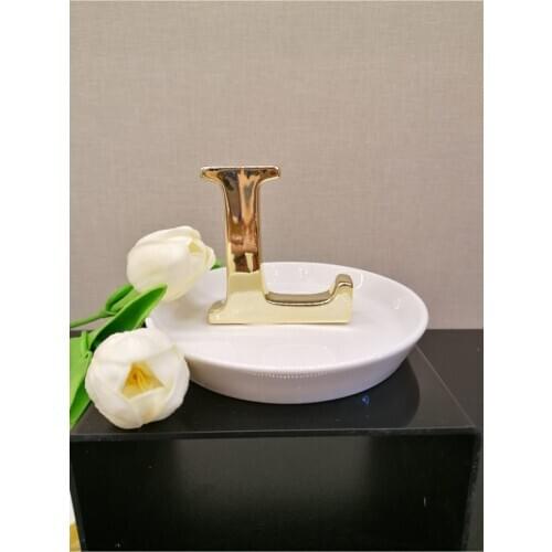 Arow - Dubai White Porcelain Gold ''L'' Letter Jewelry Hanger Jewelry Stand AROW-PM-766-L