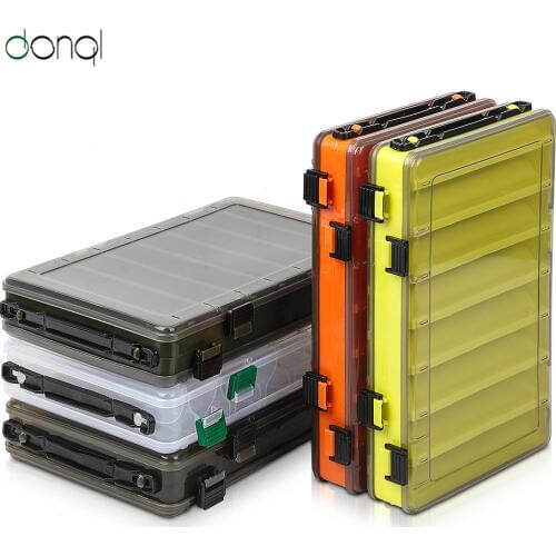 DONQL 7 Cells Fishing Tackle Box Double Sided Lure Box For Carp Fishing Lure Hook Minnows Container Transparent Uisible Storage