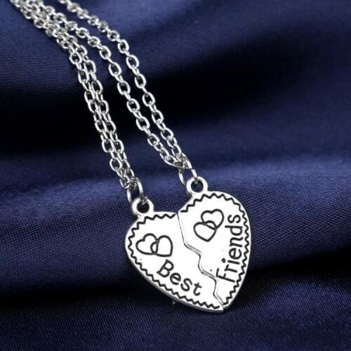 Two Splice Best friend Unisex Alloy Chain Necklace Charming Jewelry Silver COLOR
