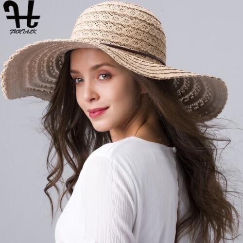 FURTALK Summer Hat for Women Cotton Straw Hat Beach Sun Hat Foldable Floppy Travel Packable Wide Brim Sun Protection Cap 2019