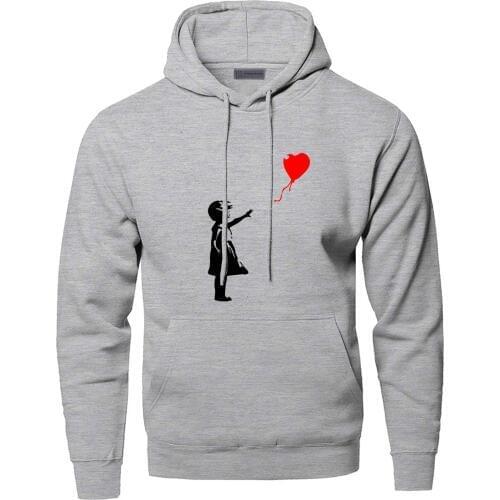 World Peace Hoodies Sweatshirts Men Kcco Balloon Girl Banksy Love Hooded Sweatshirt Hoodie Winter Autumn Warm Print Streetwear