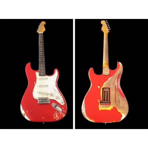 Custom Made Vintage red guitar Electric Guitar High quality Alder body with Maple neck and rose wood fingerboard