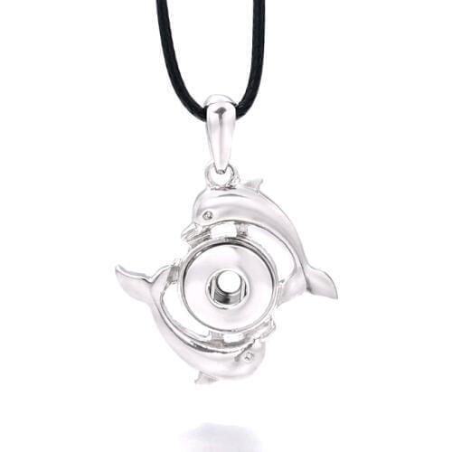 Fashion Interchangeable Dolphin Crystal Ginger Necklace 238 Fit 12mm Snap Button Pendant Necklace Charm Jewelry For Women Gift