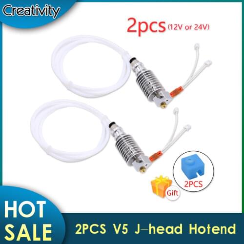 2PCS V5 J-head Hotend Kit E3D Bowden Extruder V5 Heater Block 12/24V For Anycubic I3 Mega/Chiron 3D Printer Parts VS V6 Hotend