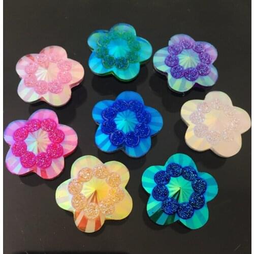 New20pcs - 20mmab mixed color flower-shaped rhinestone female wedding accessories - resin scrapbook