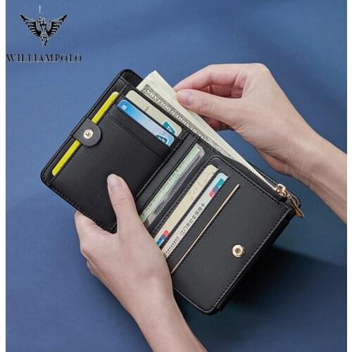 William Polo new fashion womens purse short large capacity multi card seat PU leather wallet casual womens coin short Purse