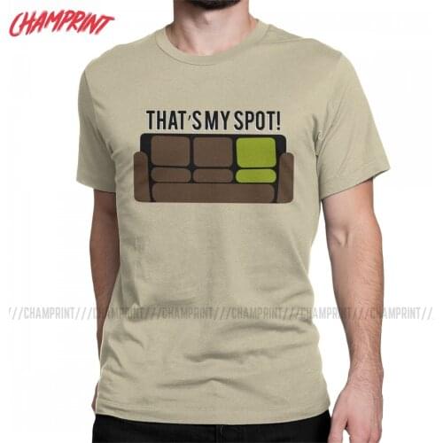 Novelty The Big Bang Theory Thats My Spot T-Shirts for Men Crewneck Cotton T Shirt Short Sleeve Tee Shirt Plus Size Clothing