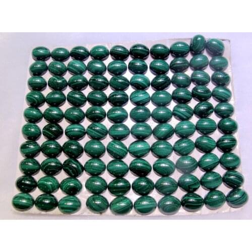 Wholesale Natural Malachite stone Bead Cabochons 8x10mm oval Gem Cabochon Ring Face 10pcs/lot