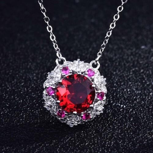 QTT Retro Round Zircon Stone Necklace 925 Sterling Silver Rose Gold Chain Necklace Fine Jewelry Choker Necklace Woman Girl Gift