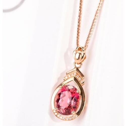 18K Rose Gold Pierscionki Pendant Bizuteria Gemstone Real Natural Red Ruby Treasure Pendant Necklace Jewelry Pendant Females