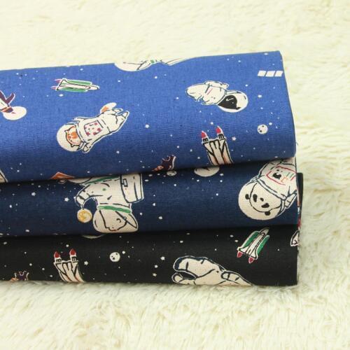 Half Yard Thicken Cotton Fabric With Astronaut Panda, Handmade DIY Mouth Gold Package Bag Garment Cloth 100% Cotton D30