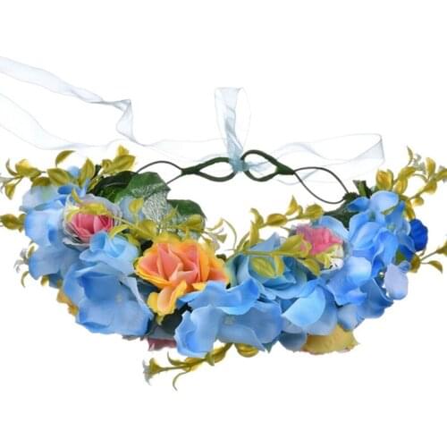 Adjustable Flower Garland Colorful Flower with Ribbon Crown Hair Accessories