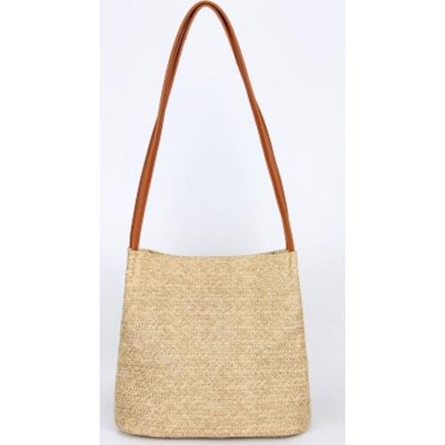 Women Bohemia Straw Bag Women Crossbody Shoulder Bag Knitted Rattan Straw Bag Satchel Handbag Bucket Bag Woven Purse Handbag