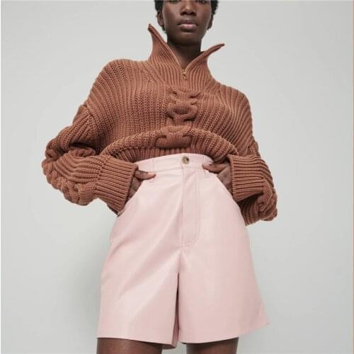 FUFUCAILLM Turtleneck Women Sweaters Zipper Neck Pullover Twist Knitted Oversized Long Sleeve Saddle Shoulder Sweaters Winter