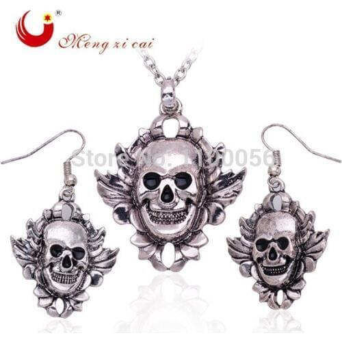 T1569 Wedding dress jewelry rhinestone crystal necklace skull zinc alloy for girls children for free shipping
