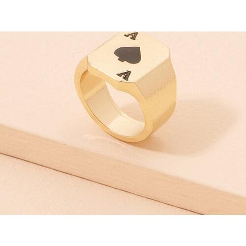Punk Hip hop Spade A Playing Card Metal Ring Creative Motorcycle Cool Gold Ring For Men Women Fashion Men Party Jewelry