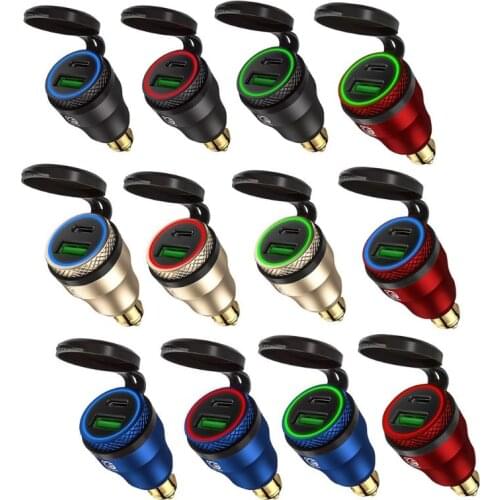 Waterproof Motorbike 12V 24V QC3.0 USB Type C PD Fast Charger Power Adapter Hella DIN Plug Socket for BMW Ducati Triumph LX0B