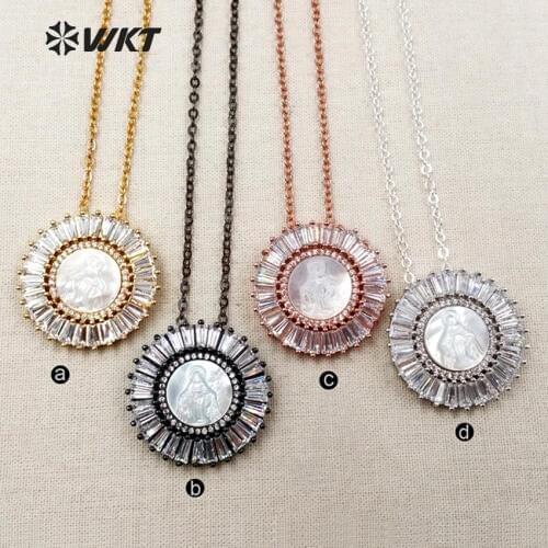 WT-MN947 Wholesale Custom Unique Mirco Pated Cz Buddha statue Pendants Necklace with Charm 4 Color Metal Plated Necklace