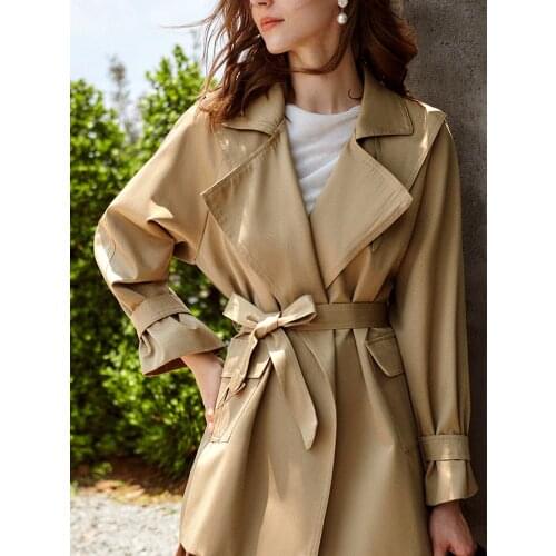 Windbreaker coat womens 2021 new fashion small thin British Khaki medium long
