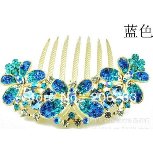 Fashion crystal women Hair Comb butterfly Hair stick hairpin F2161 5pcs/lot+free shipping