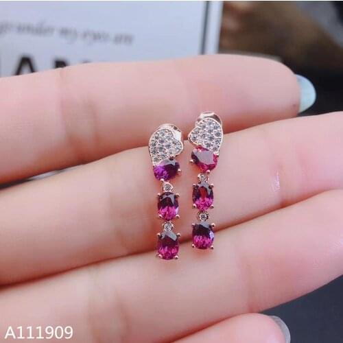 KJJEAXCMY boutique jewelry 925 sterling silver inlaid natural Garnet womens earrings support detection exquisite