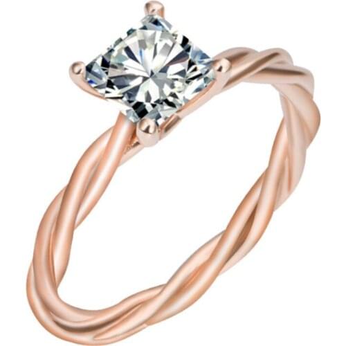 Twisted Vine Rose Gold Rings Women Real S925 Sterling Silver Wedding Engagement Luxury Proposal Party Gift Mossan Stone Jewelry