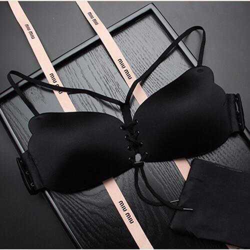 Women Push up Sexy Invisible Adhesive Gel Strapless Backless Bra Silicone Bras Front Closure sticky Plus size Bra A B C D Cup