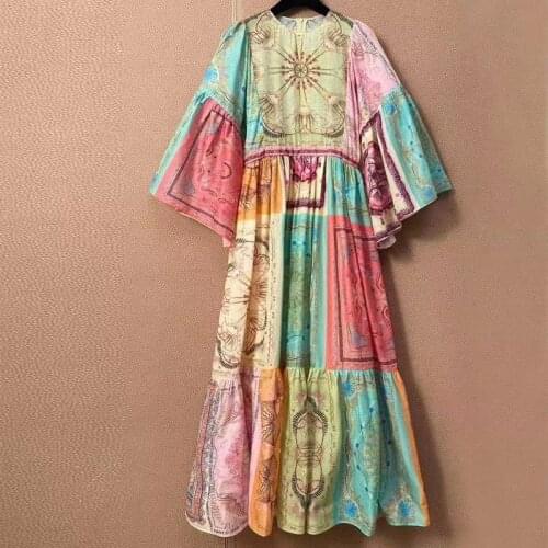 Women Short Sleeve Print High Quality Dress