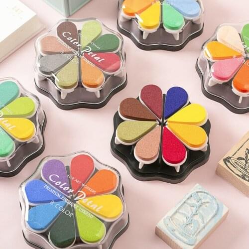 1pc Metallic Sponge Petal Stamp Pad Ink Pad DIY Handmade Rubber Stamp Hand Account Stamp Pad