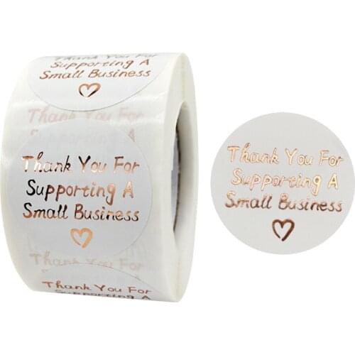 100-500 Pcs 1.5 Inch White Thank You Label with Bronzing Font, Baking Gift Card, Packaging Sealing Sticker Small Business