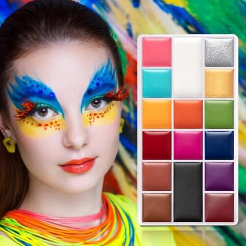 16 Color Face Body Paint Oil Halloween Non Toxic Safe Kids Makeup Palette Tattoo Art Painting Party Makeup Fancy Beauty Palette