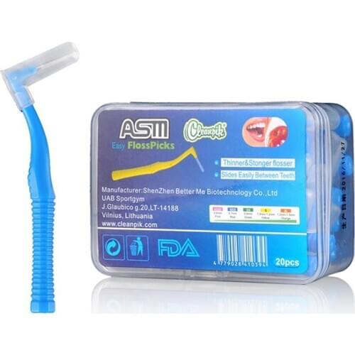 20PCS 0.6-1.2mm L Shaped Interdental Brush Denta Floss Interdental Cleaners Orthodontic dental teeth Brush Toothpick Oral Care