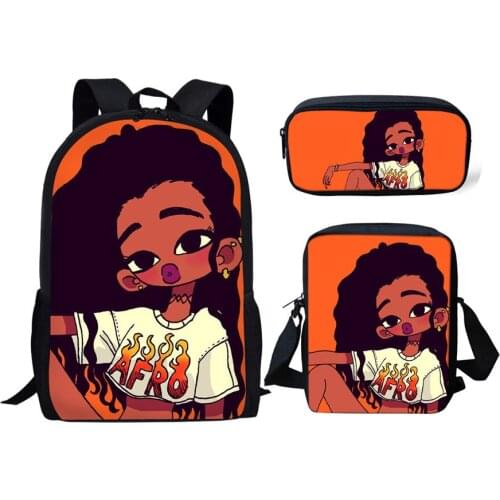 Super Cool African Girls Print School Bags 3pcs Set Teenager School Backpack For Girls 2020 New Orthopedic Schoolbag Satchel