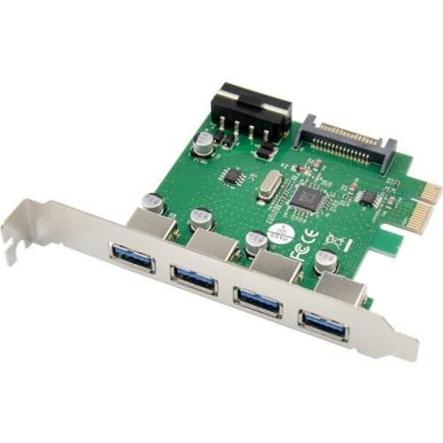 4 Port PCIE USB 3.0 Expansion Card PCI-E four port super high speed Chip VIA VL805 USB 3.0 card dual power supply adapter card