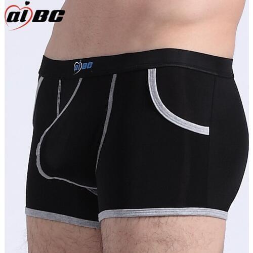 4pcs/lot AIBC men sexy underwear gay ultra-thin ice silk boxers short big pockets genuine youth Mens Underwear Boxers wholesale