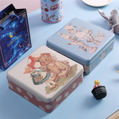 7 Inch Cute Bear Bunny Girl Frosted Gift Box Cans Biscuit Cookie Box Party Candy Chocolate Packaging Soap Tin Box Kitchen Tool