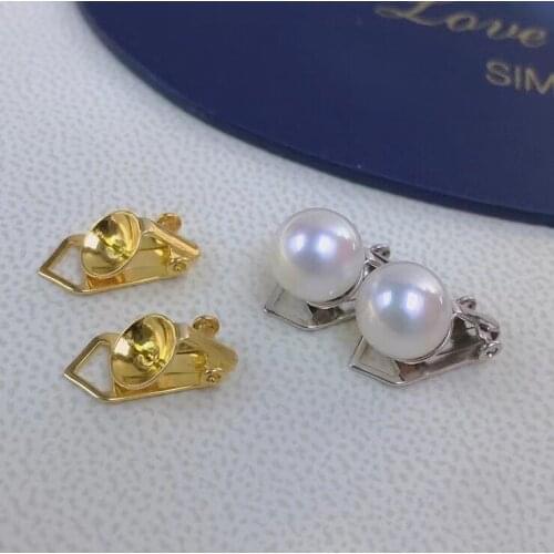 925 Sterling Silver Earrings Clip Findings Settings Base Mountings Parts Mounts for Coral Pearls Agate Crystal Stones Beads