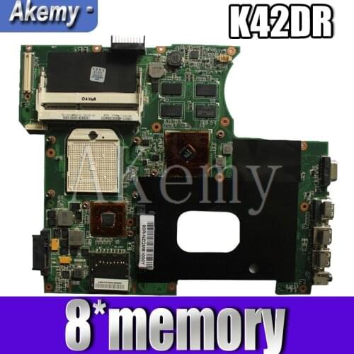 Akemy For Asus K42DY A42D X42D K42DR K42D K42DE Loptop Motherboard Mianboard with Video Card 8*memory tested 100% work