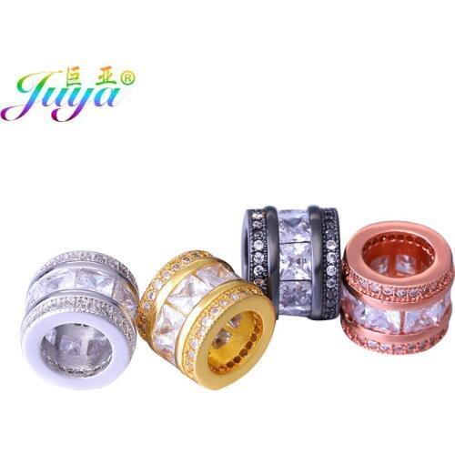 Juya Beadwork Jewelry Charm Beads Handicraft Large Hole Copper Tube Beads Accessories For Natural Stones Crystals Jewelry Making